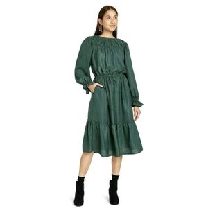 A New Day Chic Forest Green Long Sleeve Dress Women's Size XS